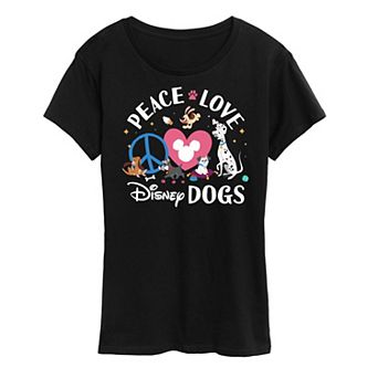 Disney Dogs Women's Peace Love Dogs Graphic Tee
