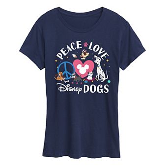 Disney Dogs Women's Peace Love Dogs Graphic Tee