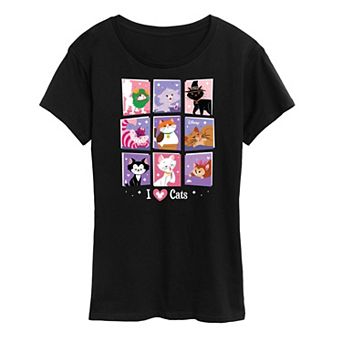 Disney Cats Women's Grid Graphic Tee