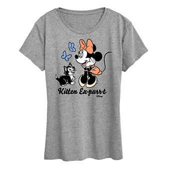 Disney's Minnie Mouse & Figaro Women's Kitten Expurrt Graphic Tee