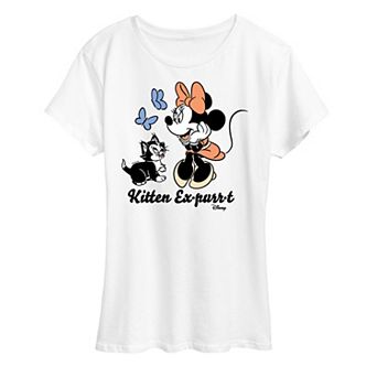 Disney's Minnie Mouse & Figaro Women's Kitten Expurrt Graphic Tee