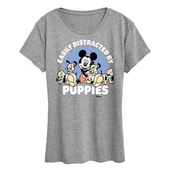 Disney's Mickey Mouse Women's Distracted By Puppies Graphic Tee