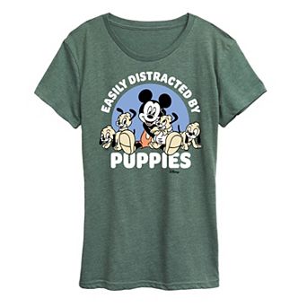 Disney's Mickey Mouse Women's Distracted By Puppies Graphic Tee