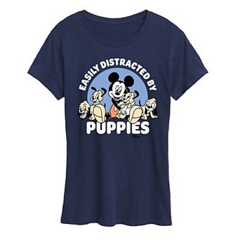 Disney's Mickey Mouse Women's Distracted By Puppies Graphic Tee