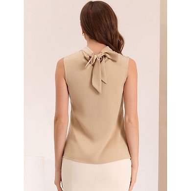 Halter Neck Sleeveless Satin Tops for Women Mock Neck Elegant Blouse