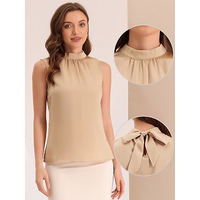 Halter Neck Sleeveless Satin Tops for Women Mock Neck Elegant Blouse