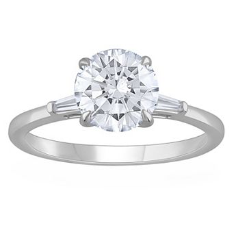 Galaxie Solaire 14k White Gold 1 Carat T.W. Lab-Grown Diamond Round & Baguette Cut Engagement Ring