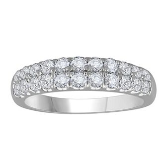 Diamond Medley 14k White Gold 1 Carat T.W. Lab-Grown Diamond Double-Row Anniversary Ring