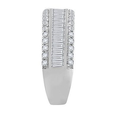 Galaxie Solaire 14k White Gold 1 1/2 Carat T.W. Lab-Grown Diamond Round & Baguette Cut Anniversary Ring