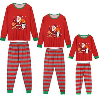 Family Matching Pajama Set 2 pc Long Sleeve Striped Snowman