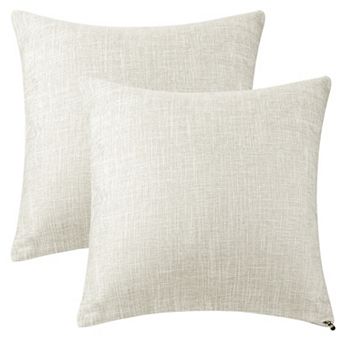 Linen Solid Color Contemporary Indoor Outdoor Decorative Throw Pillow Cover 2 Pack 20"x20"