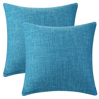Linen Solid Color Contemporary Indoor Outdoor Decorative Throw Pillow Cover 2 Pack 20"x20"