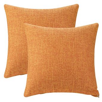 Linen Solid Color Contemporary Indoor Outdoor Decorative Throw Pillow Cover 2 Pack 20"x20"