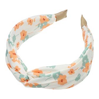 Floral Knot Hairbands No Slip 1.93" Wide Hair Accessories Beige Headband