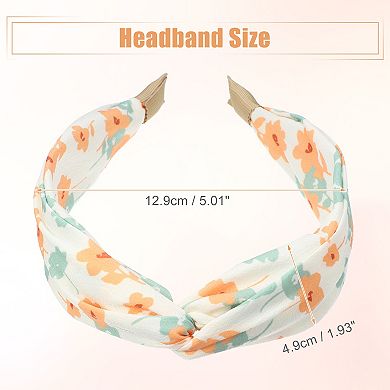 Floral Knot Hairbands No Slip 1.93" Wide Hair Accessories Beige Headband