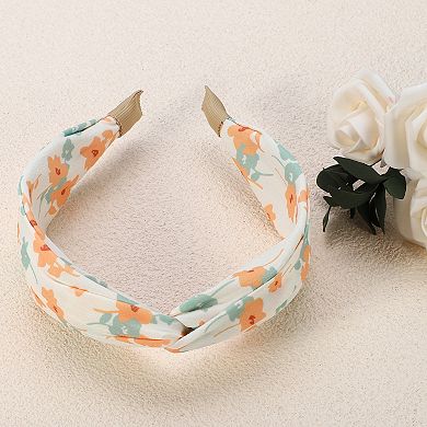 Floral Knot Hairbands No Slip 1.93" Wide Hair Accessories Beige Headband