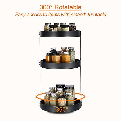 3 Tier Lazy Susan Organizer Rotating Spice Rack Turntable for Cabinet Pantry