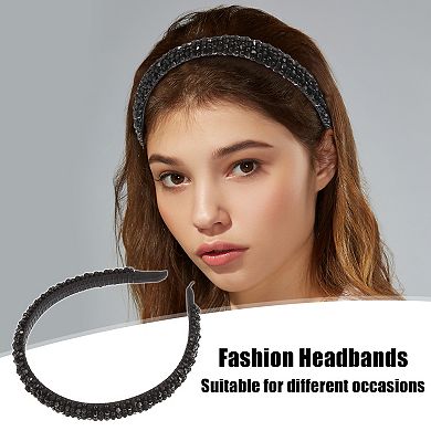 1pc Faux Crystal Headband Women Hairband Beaded Headband 0.59 Inch Wide