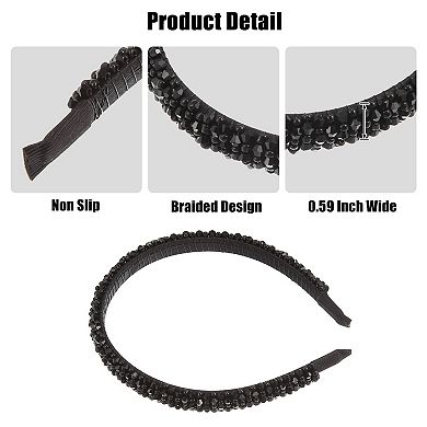 1pc Faux Crystal Headband Women Hairband Beaded Headband 0.59 Inch Wide