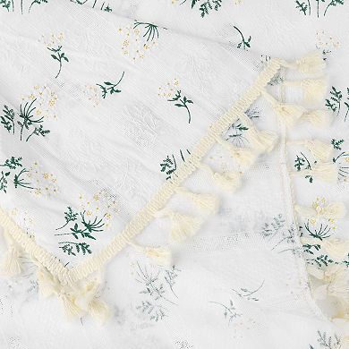 Cotton Linen Flower Dining Room Gathering Rectangle Tablecloth 1 Pc, 55" X 79"