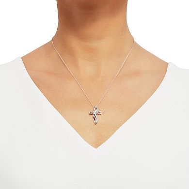 Sterling Silver Cubic Zirconia Looped Cross Pendant Necklace