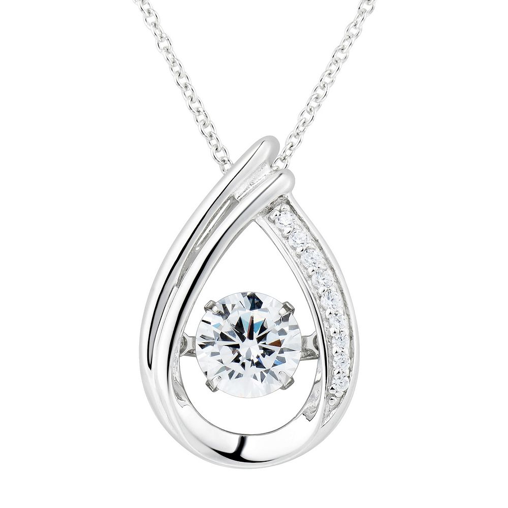 Sterling Silver Multicoloured Cubic Zirconia Pendant On Chain main image 1