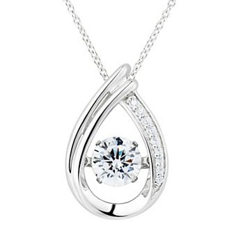 Sterling Silver Cubic Zirconia Floating Pendant Necklace
