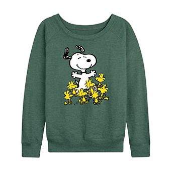 Women's Peanuts Snoopy Woodstock Party French Terry Long Sleeve Tee