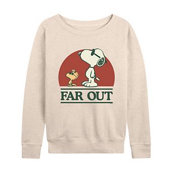 Women's Peanuts Snoopy and Woodstock Far Out French Terry Long Sleeve Tee