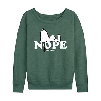 Women's Peanuts Snoopy Nope Art French Terry Long Sleeve Tee