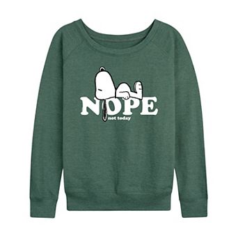Women's Peanuts Snoopy Nope Art French Terry Long Sleeve Tee