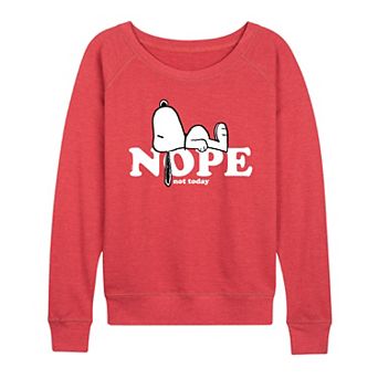 Women's Peanuts Snoopy Nope Art French Terry Long Sleeve Tee