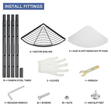 8-Tier Kitchen Pot Rack, Cookware Stand Storage Organizer, Shelf Rack