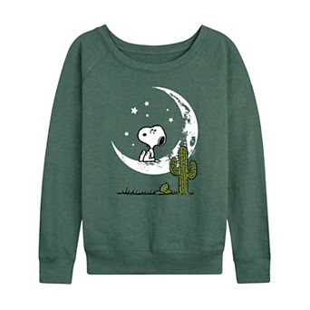 Women's Peanuts Snoopy Desert On Moon French Terry Long Sleeve Tee
