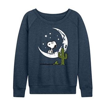 Women's Peanuts Snoopy Desert On Moon French Terry Long Sleeve Tee