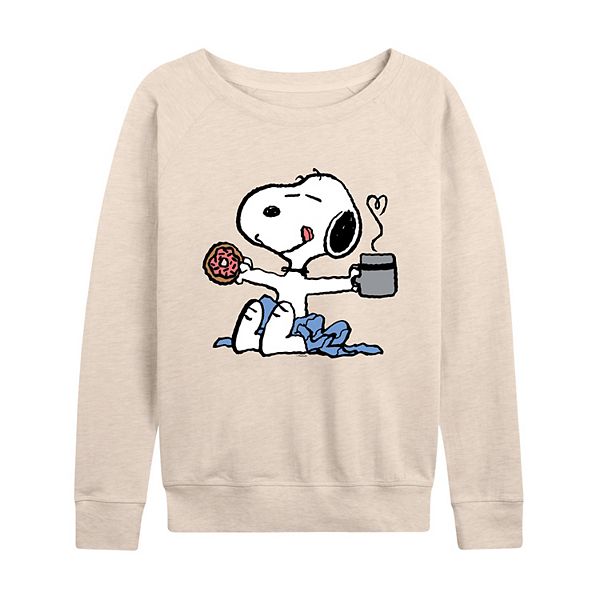 Women's Peanuts Donut Coffee Snoopy Slouchy Graphic Sweatshirt