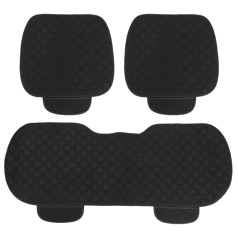 Unique Bargains 2 Pcs Front Car Seat Cover Breathable Plush Pad Chair Cushion for Vehicle Home Office Universal Black, Size: 2pc Front Seat