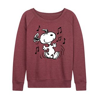 Women's Peanuts Snoopy Dancing French Terry Long Sleeve Tee
