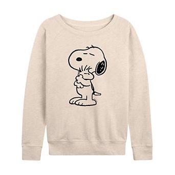 Women's Peanuts Snoopy Loves Woodstock French Terry Long Sleeve Tee