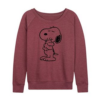 Women's Peanuts Snoopy Loves Woodstock French Terry Long Sleeve Tee