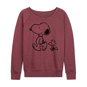 Women's Peanuts Snoopy Woodstock Walk French Terry Long Sleeve Tee