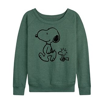 Women's Peanuts Snoopy Woodstock Walk French Terry Long Sleeve Tee