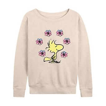 Women's Peanuts Woodstock Floral French Terry Long Sleeve Tee