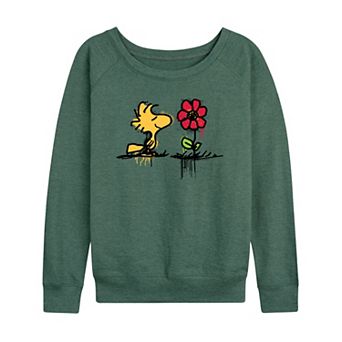Women's Peanuts Woodstock Rose French Terry Long Sleeve Tee