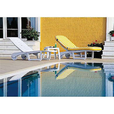 74" White Outdoor Patio Adjustable Pool Chaise Lounge
