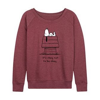 Women's Peanuts Snoopy Okay Not To Be Okay French Terry Long Sleeve Tee