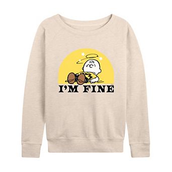 Women's Peanuts Charlie Brown I'm Fine French Terry Long Sleeve Tee
