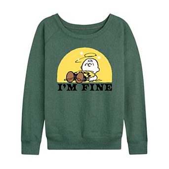 Women's Peanuts Charlie Brown I'm Fine French Terry Long Sleeve Tee