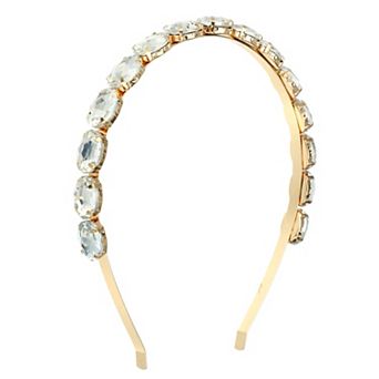 Metal Oval Colorful Glass Faux Crystal Hairband Rhinestone Women Hairband