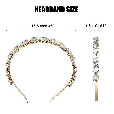 Metal Oval Colorful Glass Faux Crystal Hairband Rhinestone Women Hairband